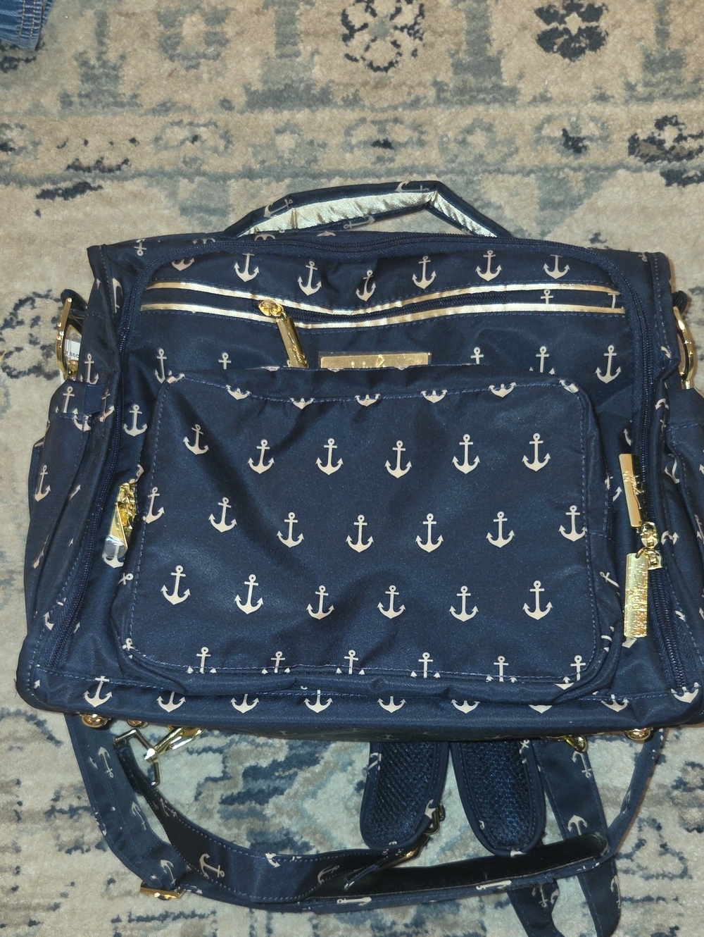 JuJuBe Legacy BFF Diaper Bag The Admiral Navy Gold Anchors NWOT